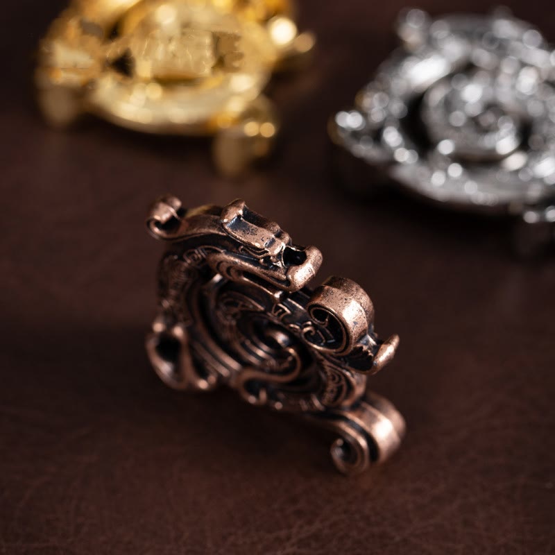 Brûleur d'encens en alliage de zinc à motif de dragon de bon augure en forme de mini Buddha Stones