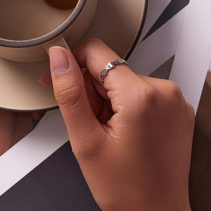 Bague ajustable en argent sterling 925 avec symbole Hamsa et zircone de Buddha Stones - image 1