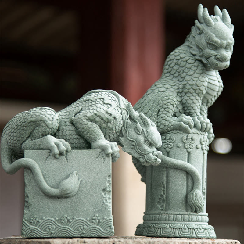 Buddha Stones Feng Shui Debout Assis Dragon Succès Chance Décoration de la Maison