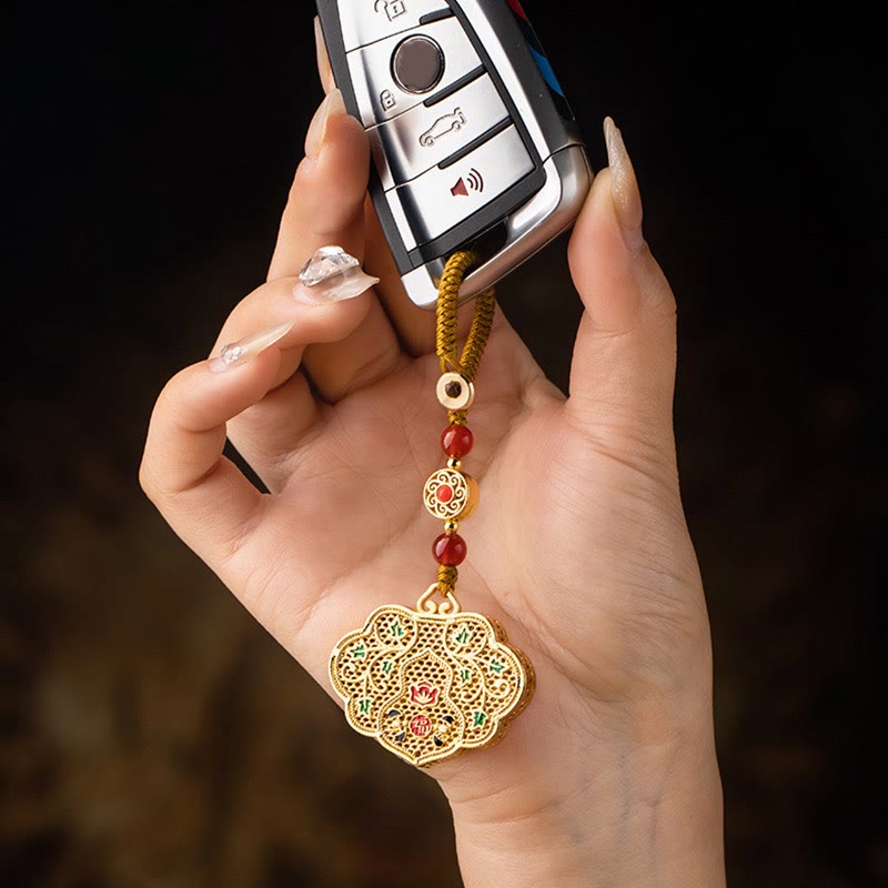 Porte-clés Buddha Stones Lock of Good Wishes Fu Character Lucky Blessing