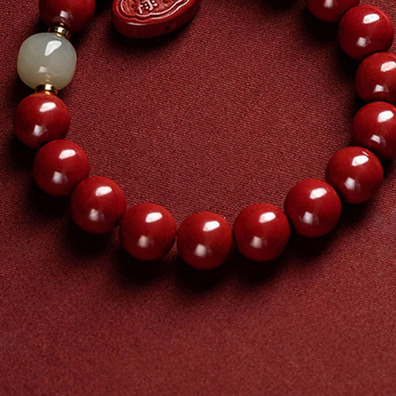 Bracelet de protection et de guérison en jade cinabre et Buddha Stones