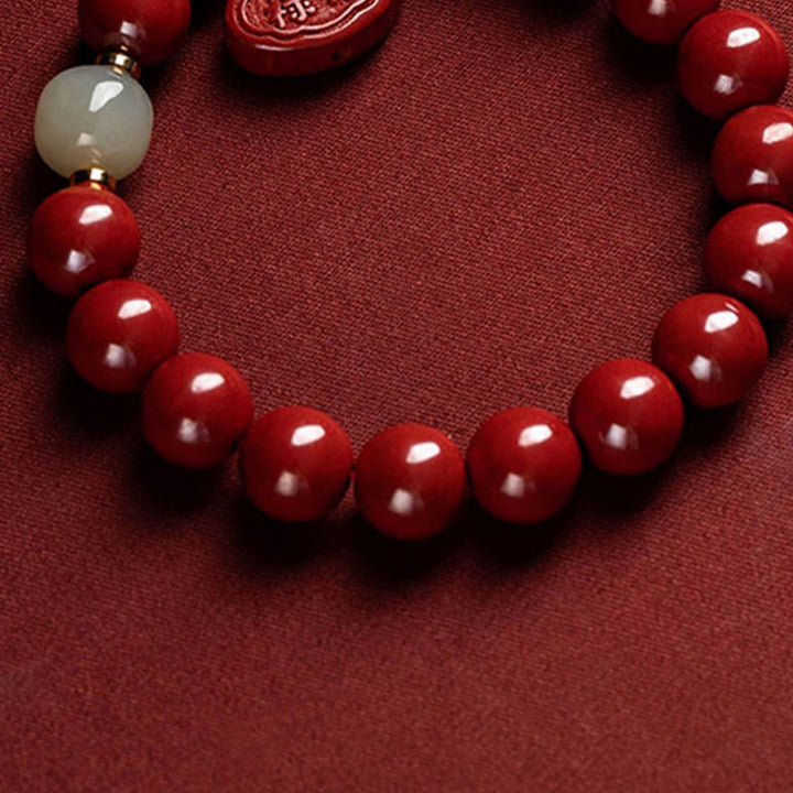 Bracelet de protection et de guérison en jade cinabre et Buddha Stones