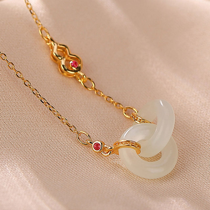 Collier pendentif en argent sterling 925 Buddha Stones et jade rond pour la chance et la prospérité
