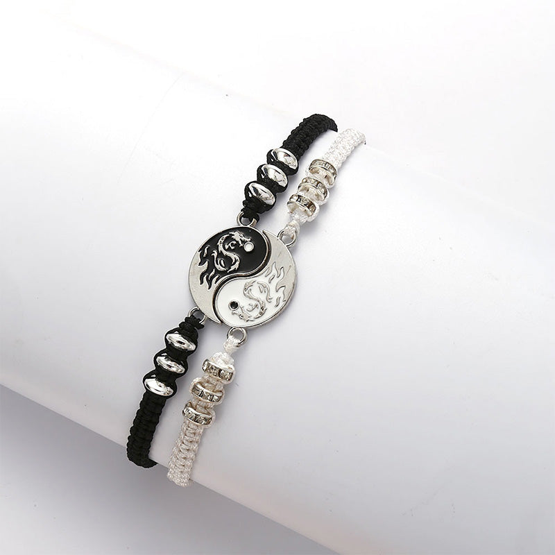 Bracelet couple Yin Yang Dragon 2 pièces en Buddha Stones