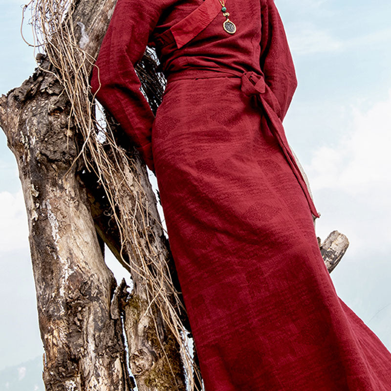 Robe tibétaine en Buddha Stones Vêtements Lhassa Robe longue portefeuille Robe longue Vêtements pour femmes