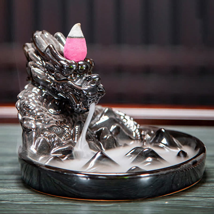 Brûleur d'encens à reflux en céramique à motif de dragon