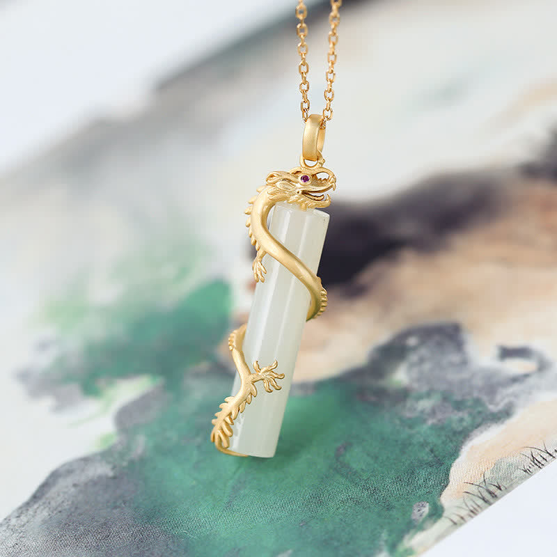Collier pendentif protection cuivre dragon phénix jade Buddha Stones - image 5