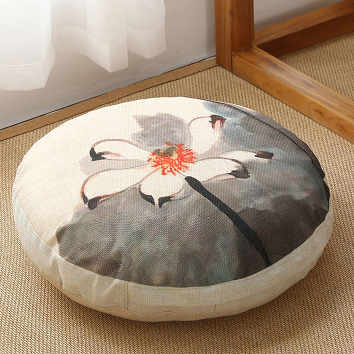 Coussin de siège de méditation en lin à motif simple Buddha Stones et lotus, décoration de salon pour la maison - Détachable - 40cm*10cm - Vieille Dentelle - image 33