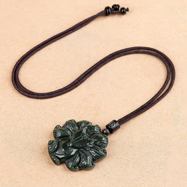Collier pendentif porte-bonheur en jade cyan Hetian à neuf queues