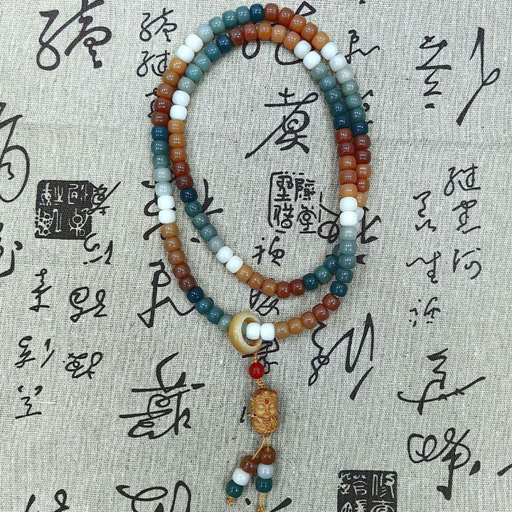Bracelet Mala 108 Buddha Stones dégradé Bodhi Seed Green Tara Buddha gravé Peace Harmony