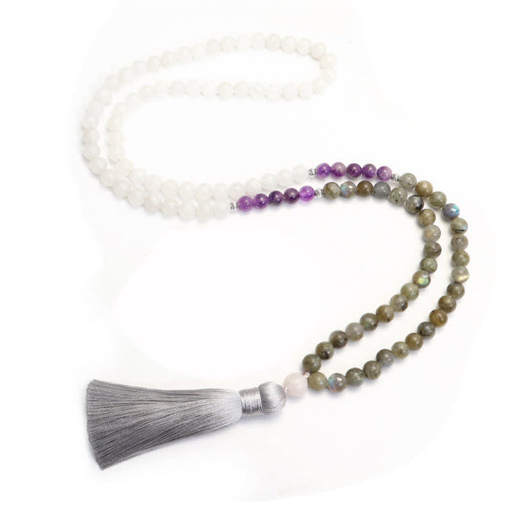 Bracelet de protection en pierre noire pailletée avec 108 Buddha Stones