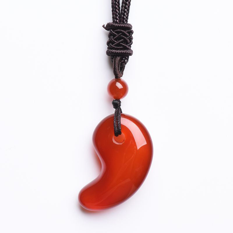 Collier de confiance et de calme en agate rouge et agate verte à motif de lune - image 5