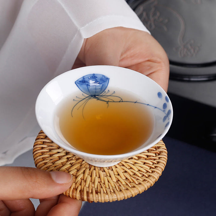Buddha Stones Vintage Prune Orchidée Bambou Chrysanthème Lotus Koi Poisson Tasse à Thé en Céramique Tasses à Thé Kung Fu