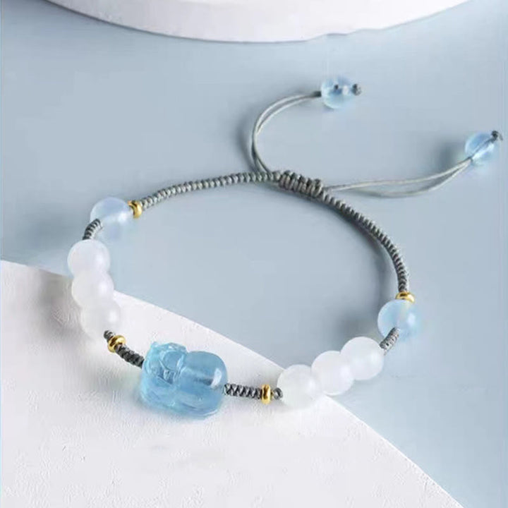 Bracelet de guérison en jade blanc naturel PiXiu Hetian Buddha Stones