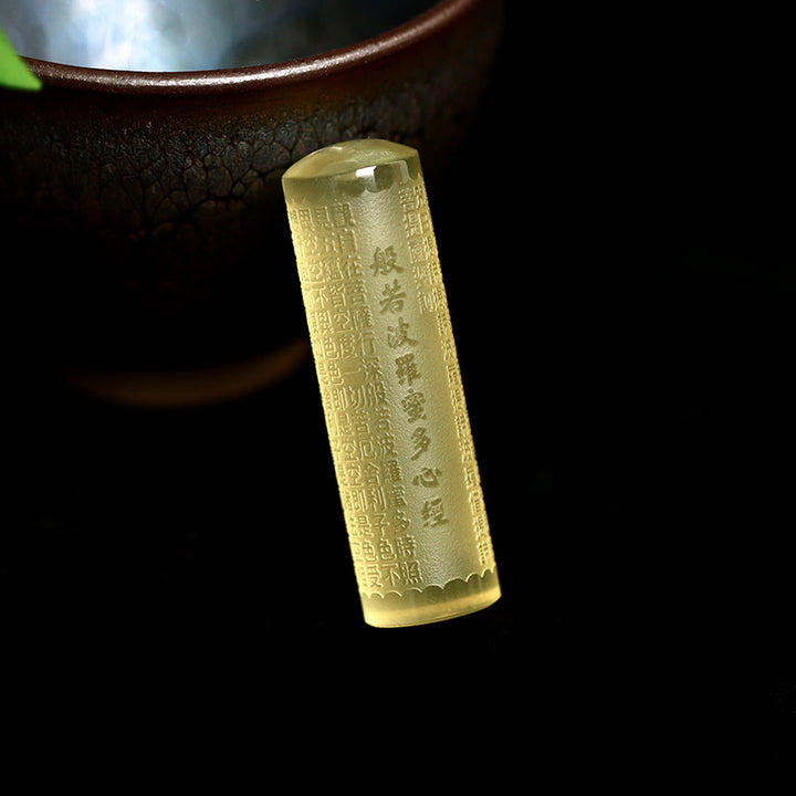 Collier pendentif force bonheur citrine Sutra du cœur