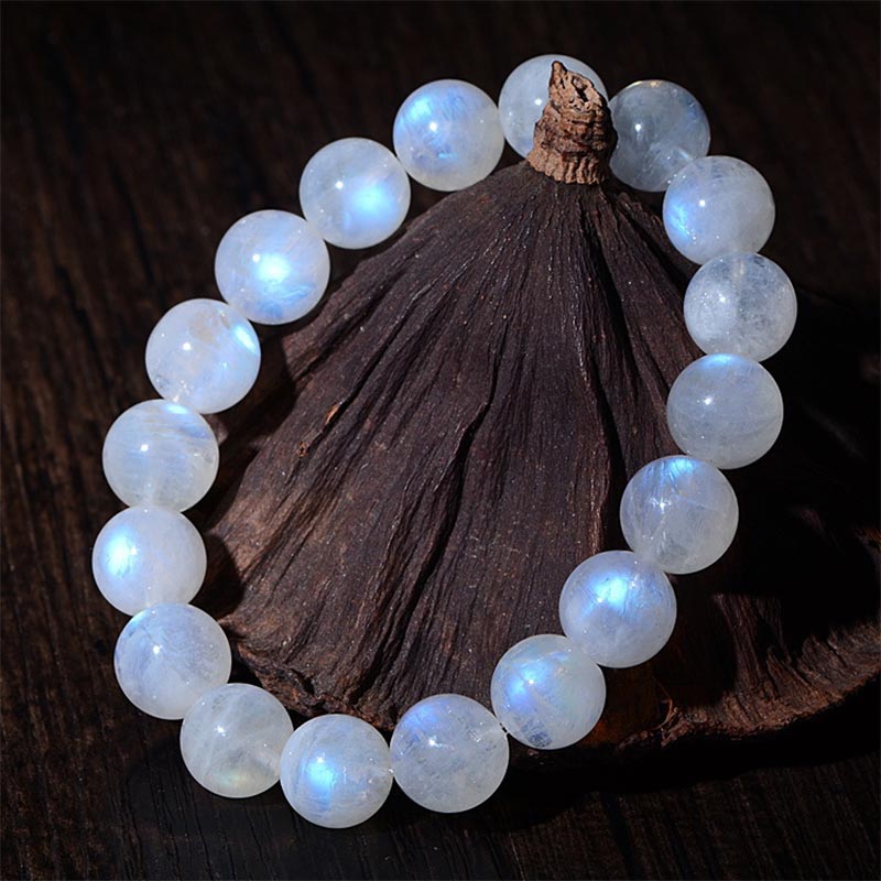 Bracelet de prospérité en pierre de lune naturelle de Buddha Stones - Catégorie A - 7 mm (circonférence du poignet 14-17 cm) - image 1