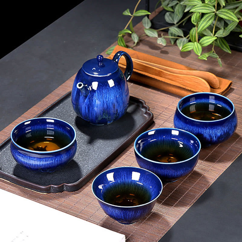Tasse à thé en céramique avec changement de glaçure au four chinois Jianzhan, Buddha Stones , tasse à thé Tenmoku Kung Fu