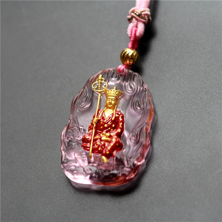 Collier pendentif amulette de compassion en cristal Buddha Stones Liuli Ksitigarbha - Ksitigarbha rose - image 5