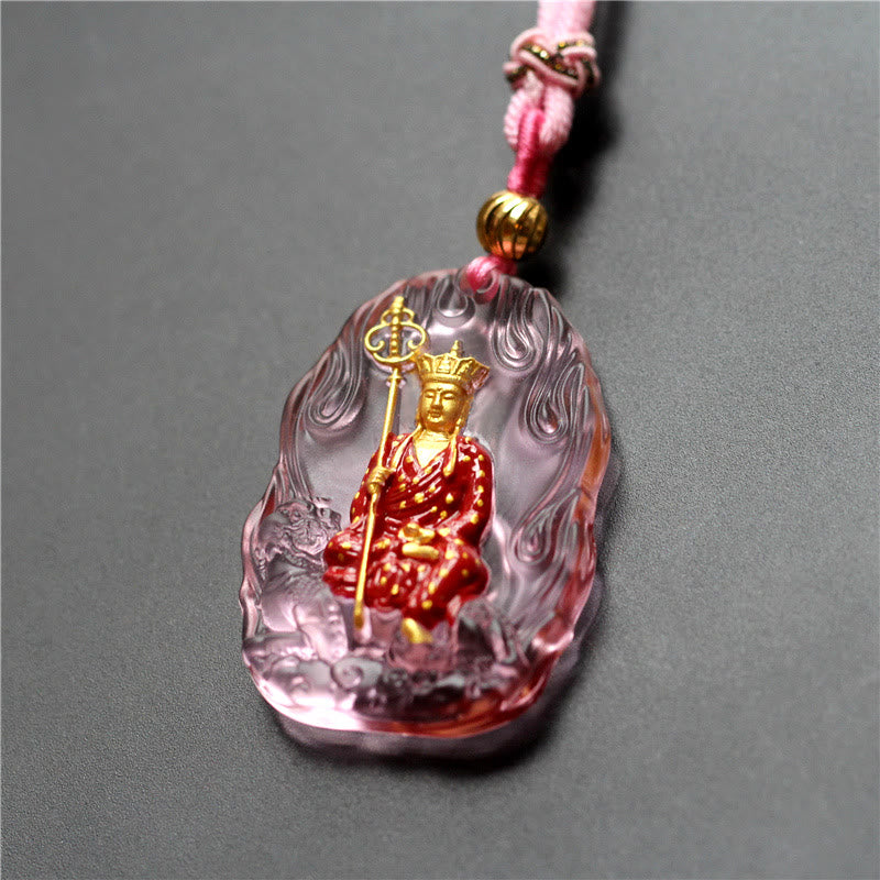 Collier pendentif amulette de compassion en cristal Buddha Stones Liuli Ksitigarbha - Ksitigarbha rose - image 6