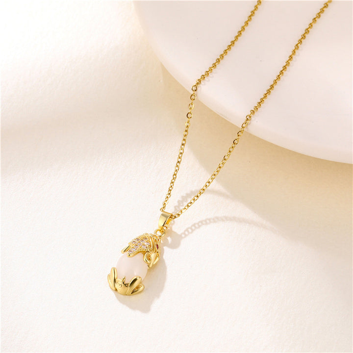 Collier de fortune Pixiu en Buddha Stones et grenat naturel - Jade blanc - image 9