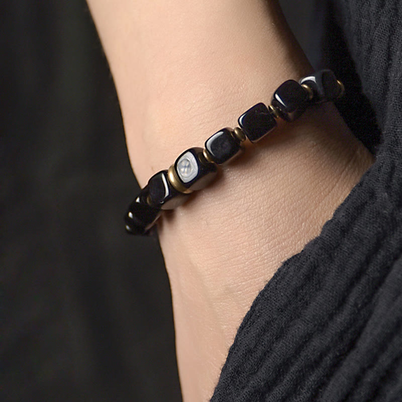 Bracelet couple force cuivre cristal obsidienne noire Buddha Stones - image 2