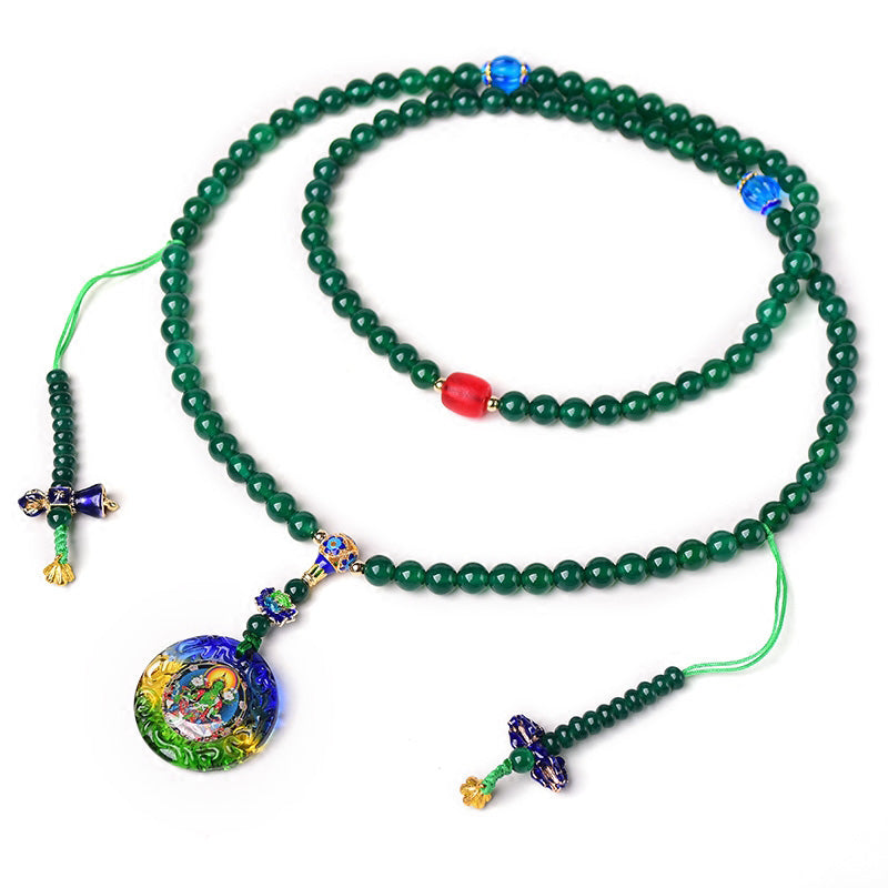 Bracelet à breloques de manifestation de Tara verte Bodhisattva en agate verte naturelle avec 108 Buddha Stones - image 4