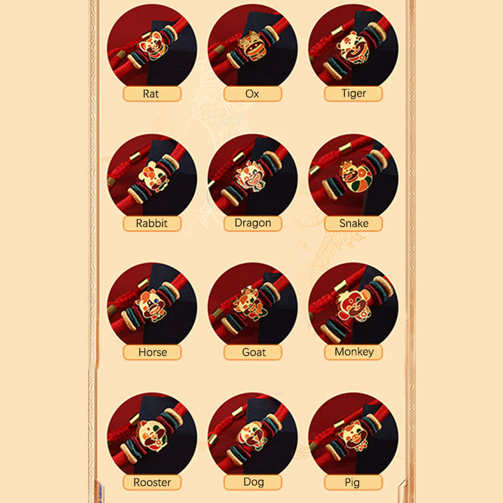 Bracelet tressé rouge en argent sterling 925 fait main avec Buddha Stones Année du Dragon, joli signe du zodiaque chinois - image 23