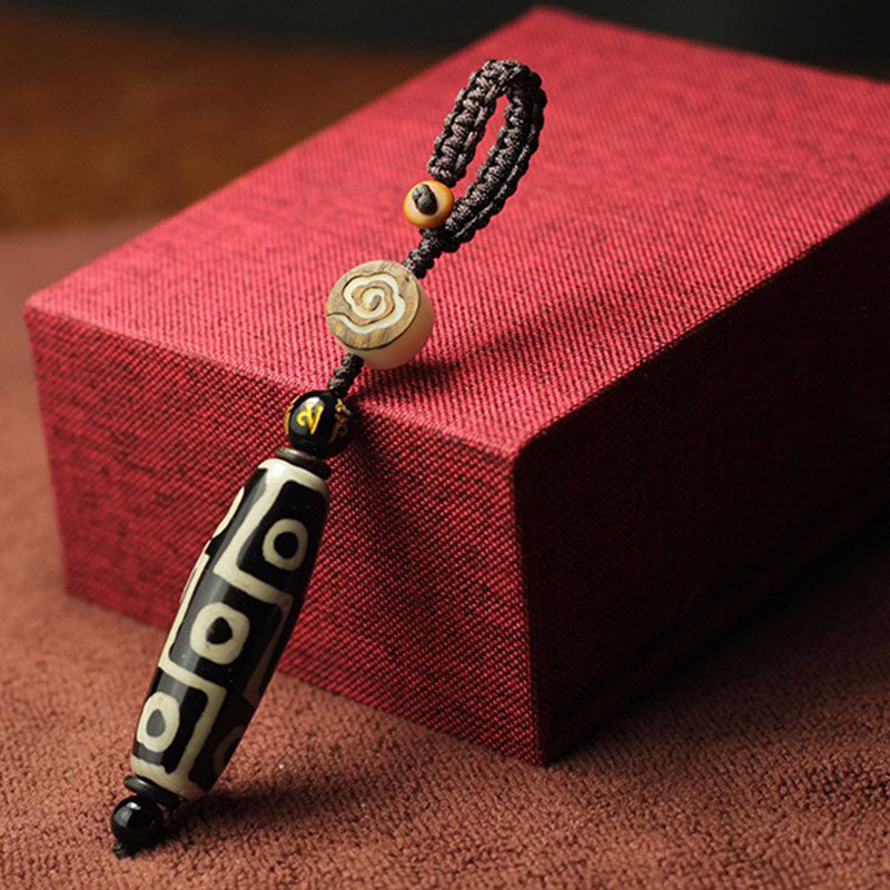 Buddha Stones Perle Dzi tibétaine à neuf yeux Décoration de richesse - Noir - image 1