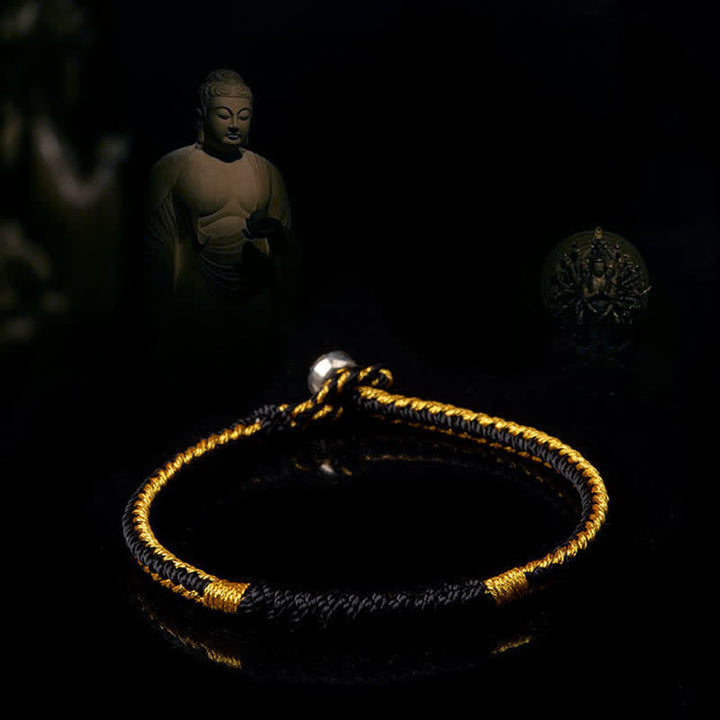 Bracelet tibétain tressé fait main avec Buddha Stones et protection porte-bonheur
