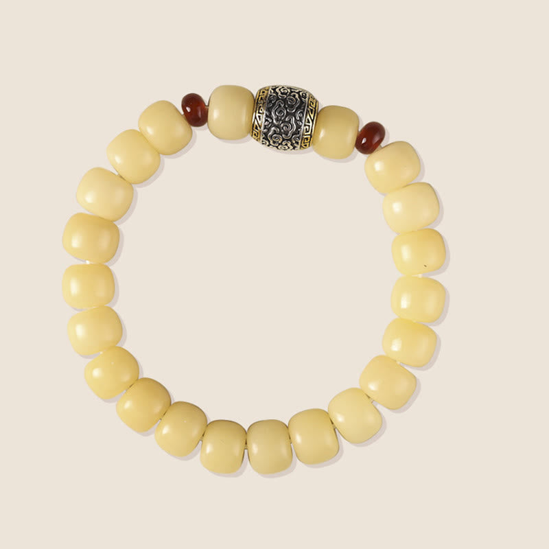 Bracelet de paix en perles de caractère Fu avec des Buddha Stones et des graines de Bodhi