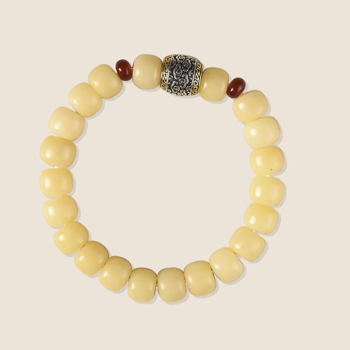 Bracelet de paix en perles de caractère Fu avec des Buddha Stones et des graines de Bodhi