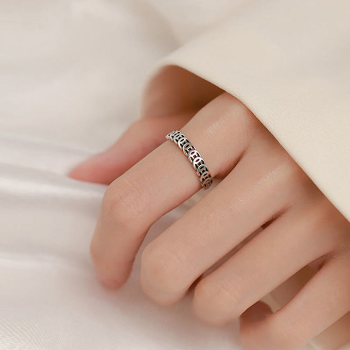 Bague ajustable porte-bonheur en cuivre vintage