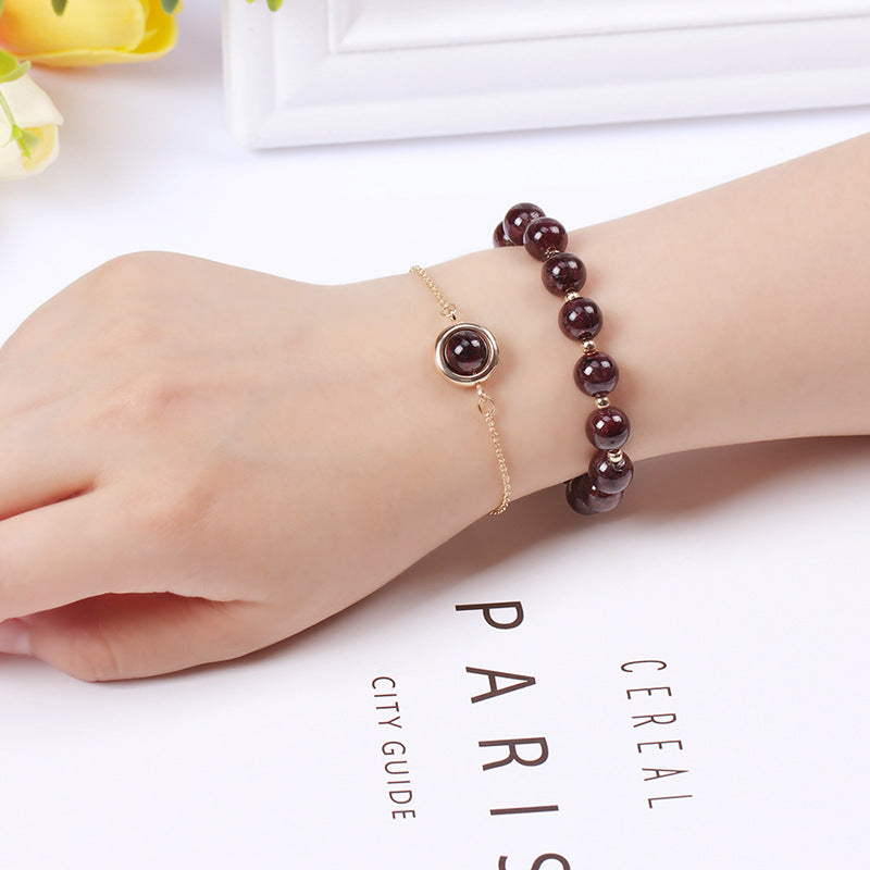 Bracelet positif en cristal de quartz fraise et pierre de soleil Buddha Stones
