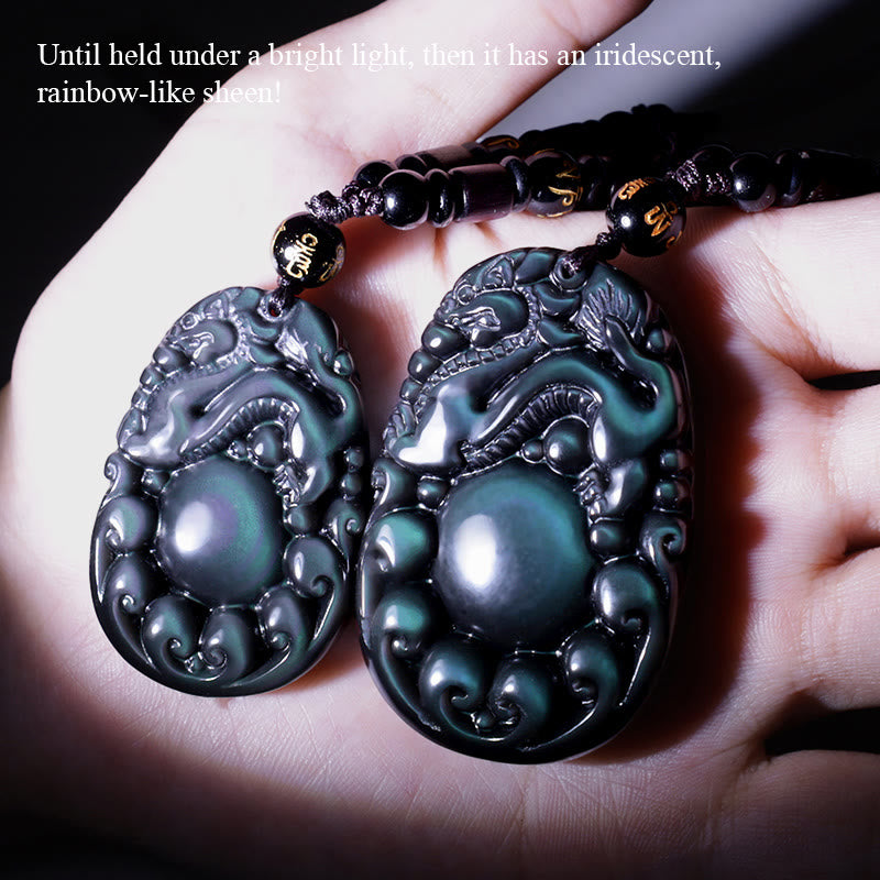 Collier PiXiu en obsidienne arc-en-ciel positive tibétaine avec Buddha Stones - image 5