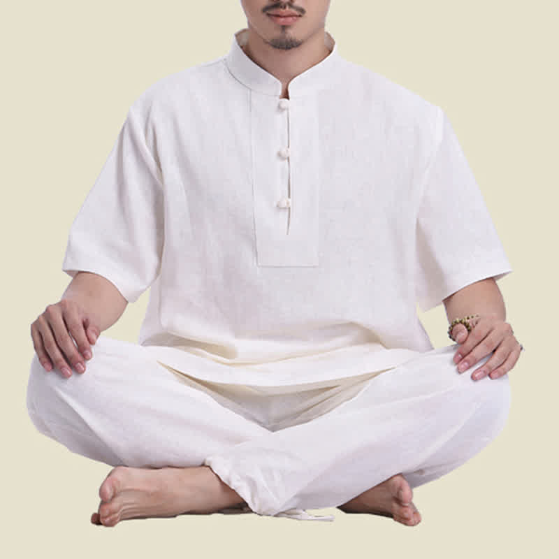 Ensemble de vêtements en coton et lin pour homme Buddha Stones, méditation spirituelle zen, prière - image 2