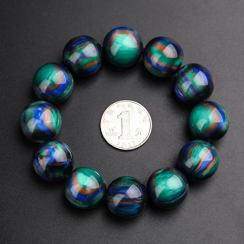 Bracelet et bague Mala positifs en Buddha Stones en saule de mer coloré