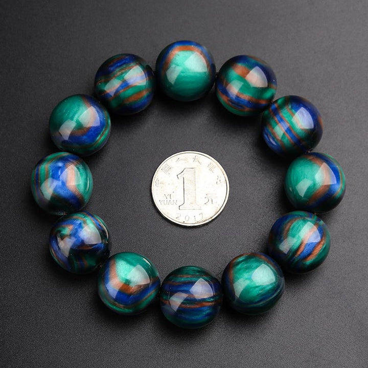 Bracelet et bague Mala positifs en Buddha Stones en saule de mer coloré