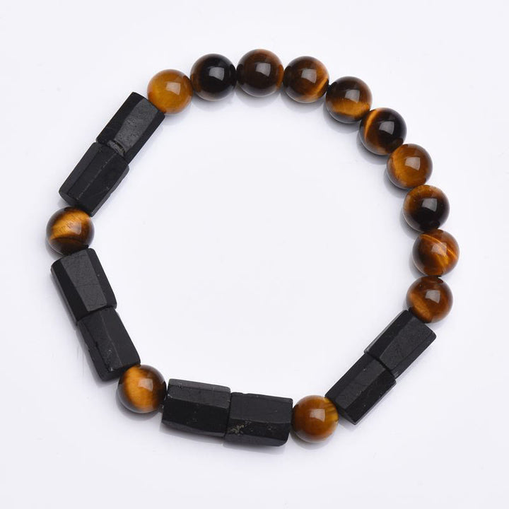 Bracelet positif en tourmaline noire naturelle œil de tigre Buddha Stones