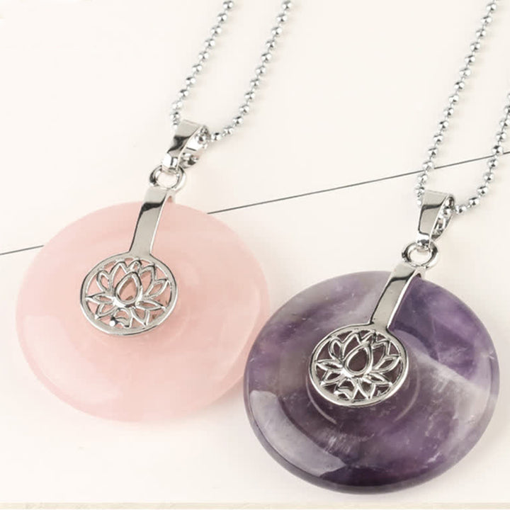 Collier pendentif de guérison en cristal rose avec Buddha Stones et améthyste