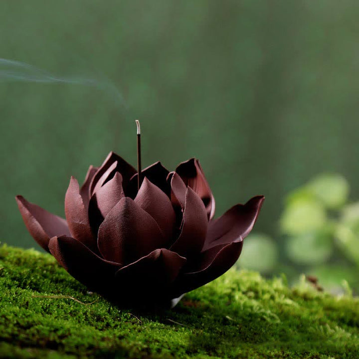Brûleur d'encens tibétain en Buddha Stones Lotus Positive Peace