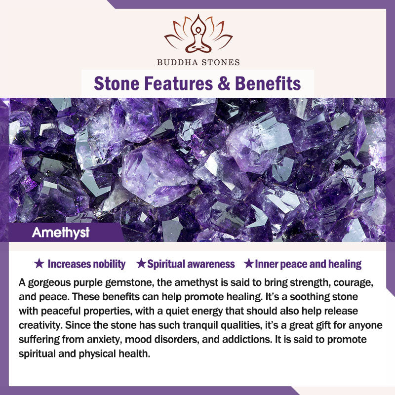 Buddha Stones double tour en tourmaline naturelle, quartz fraise, améthyste, paix et sagesse