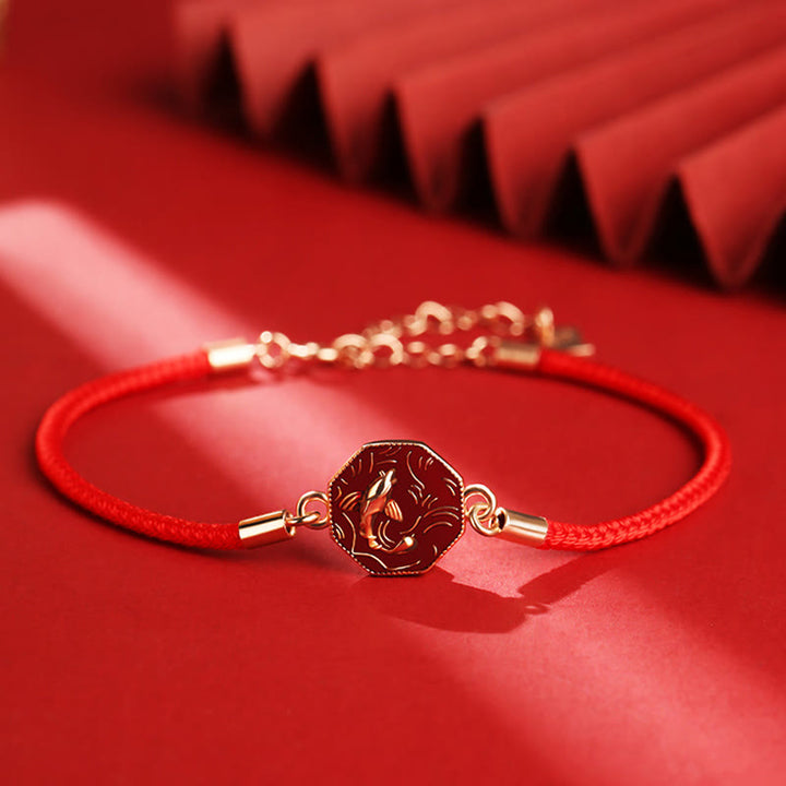 Bracelet tressé artisanal en argent sterling 925 Buddha Stones et poisson Koi porte-bonheur changeant de couleur