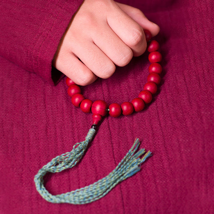 Bracelet Mala en bois d'Abelia Biflora de Buddha Stones pour éloigner les mauvais esprits