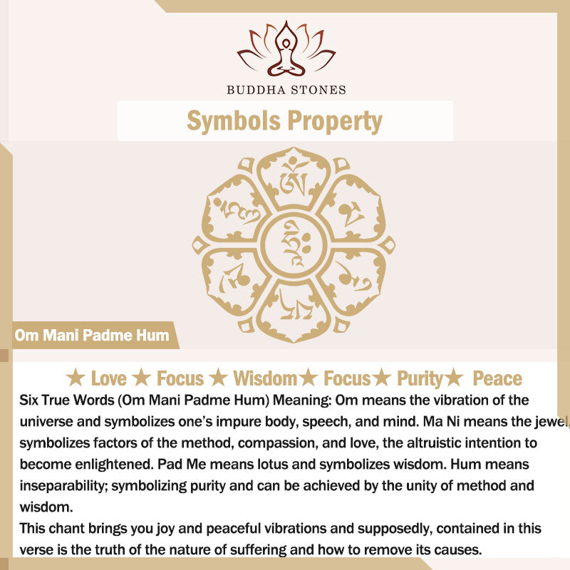 Bracelet de protection et de chance en Buddha Stones Om Mani Padme Hum