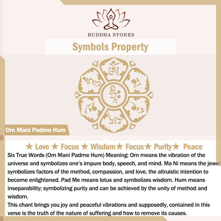 Bracelet de protection et de chance en Buddha Stones Om Mani Padme Hum