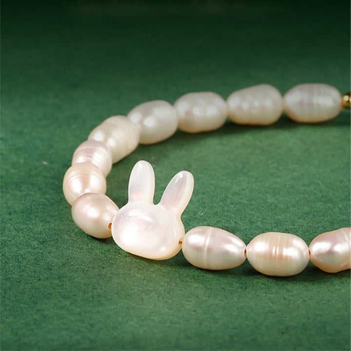 Bracelet de sincérité en perles naturelles et lapin mignon Buddha Stones