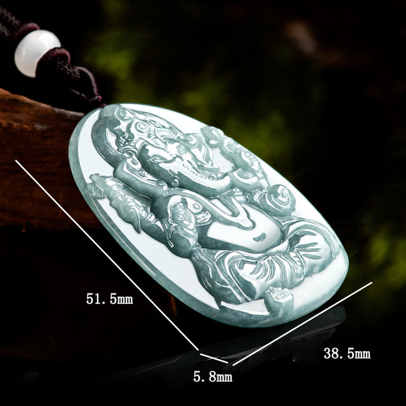 Collier pendentif amulette de protection de l'éléphant Ganesh Ganpati en jade naturel avec Buddha Stones - image 9