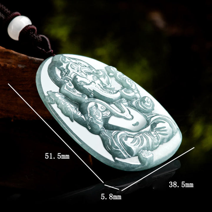 Collier pendentif amulette de protection de l'éléphant Ganesh Ganpati en jade naturel avec Buddha Stones - image 9