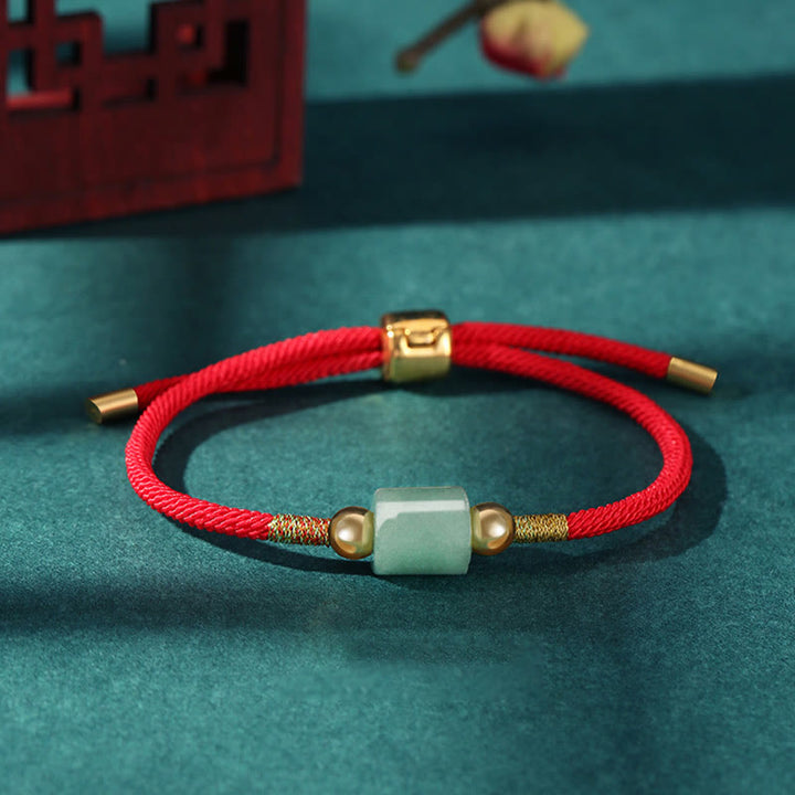Bracelet en corde tressée fait main en Buddha Stones tibétaines, aventurine verte, pierre rouge, malachite, protection de la chance