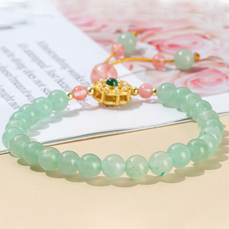 Buddha Stones Bracelet de perles de chance en Aventurine Verte